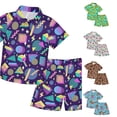 thumbnail image 1 of LIIPEE Cartoon Graphic Outfit Sets For Boys Short Sleeve Button Up Shirts And Shorts 2 Piece Set Kids Comfortable Cute Casual Summer Outfits,10-11 Years, 1 of 4