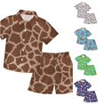 thumbnail image 1 of LIIPEE Cartoon Graphic Outfit Sets For Boys Short Sleeve Button Up Shirts And Shorts 2 Piece Set Kids Comfortable Cute Casual Summer Outfits,2-3 Years, 1 of 2