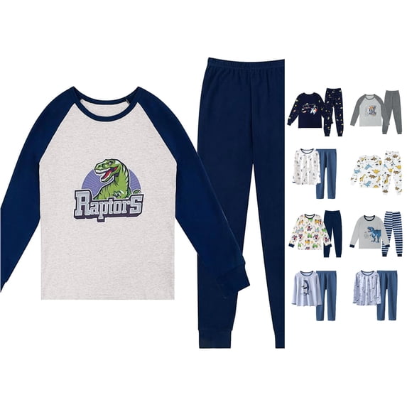 LIIPEE Cartoon Graphic Pajamas For Boys Long Sleeve Tees And Pants Pajama Set 2 Piece Kids Autumn Comfortable Cute Everyday Sleepwear,3-4 Years