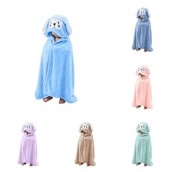 LIIPEE Cartoon Hooded Bathrobes For Boys Warm Comfortable Cover Up Robes Kids Cute Loose Breathable Bath Towel Robe,1-5 Years