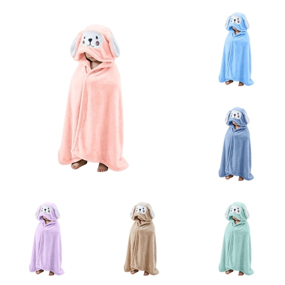 LIIPEE Cartoon Hooded Bathrobes For Boys Warm Comfortable Cover Up Robes Kids Cute Loose Breathable Bath Towel Robe,1-5 Years