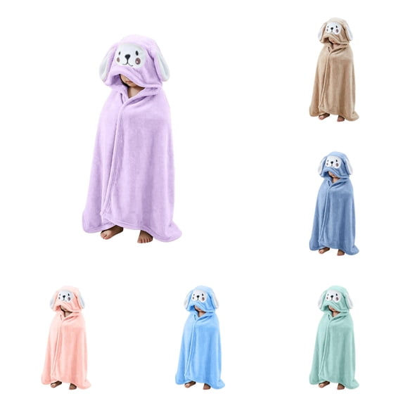 LIIPEE Cartoon Hooded Bathrobes For Boys Warm Comfortable Cover Up Robes Kids Cute Loose Breathable Bath Towel Robe,5-10 Years