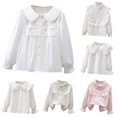 thumbnail image 1 of LIIPEE Casual Blouses For Girls Long Sleeve Flat Collar Button Up Shirts Kids School Party Solid Color Elegant Shirt,15-16 Years, 1 of 4
