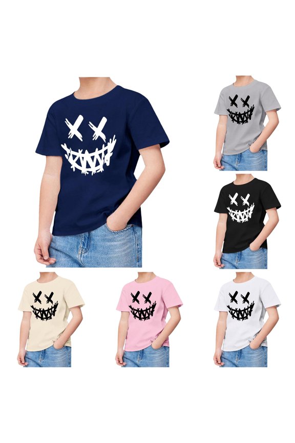 Casual Cartoon Graphic Tees For Girls Back To School Short Sleeve Crew Neck T Shirts Kids Summer Cute Breathable Everyday Tshirt,4-5 Years