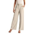 thumbnail image 1 of LIIPEE Casual Dress Pants For Women Solid Color High Waisted Straight Wide Leg Pants Flowy Trousers With Pockets Female Trendy Vacation Pants,Beige,Xxxxxl, 1 of 5