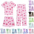 thumbnail image 1 of LIIPEE Casual Graphic Pajamas For Girls Short Sleeve Tees Shorts Pants Pajama Set 3 Piece 3-12 Years, 1 of 4