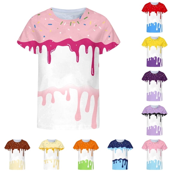 LIIPEE Casual Ice Cream Graphic Tees For Boys Short Sleeve Crew Neck T Shirts Kids Summer Cute Breathable Everyday Tshirt,3-4 Years