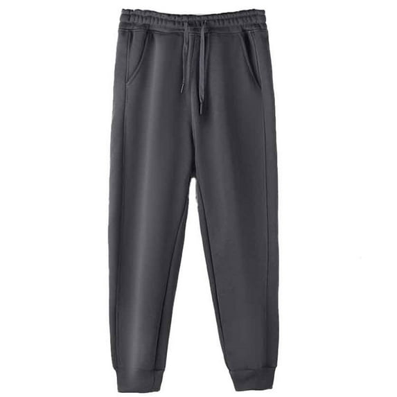 LIIPEE Casual Pants For Men Fall Winter Warm Solid Color Loose Elastic Waist Drawstring Wide Leg Sweatpants Trousers With Pockets Man Classic Indoor Outdoor Wear Travel Pants,Dark Gray,Xl