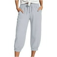 thumbnail image 1 of LIIPEE Casual Pants For Women Solid Color Elastic High Waist Drawstring Mid-Calf Ankle-Tied Sports Trousers Pants With Pockets Female Classic Party Pants,Grey,Xxl, 1 of 5