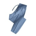 thumbnail image 1 of LIIPEE Casual Pants For Women Solid Color Elastic High Waisted Drawstring Straight Wide Leg Ankle-Tied Pants Trousers With Zipper Pockets Female Versatile Casual Wear Pants,Blue,Xxxl, 1 of 3