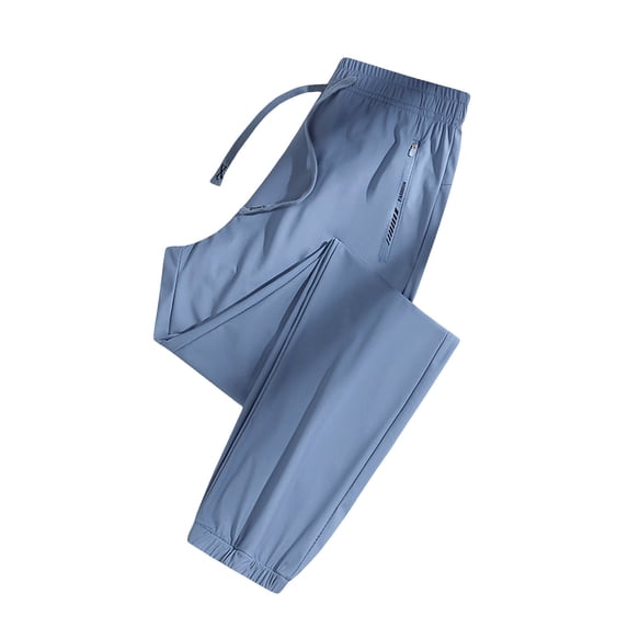 LIIPEE Casual Pants For Women Solid Color Elastic High Waisted Drawstring Straight Wide Leg Ankle-Tied Pants Trousers With Zipper Pockets Female Versatile Casual Wear Pants,Blue,Xxxl