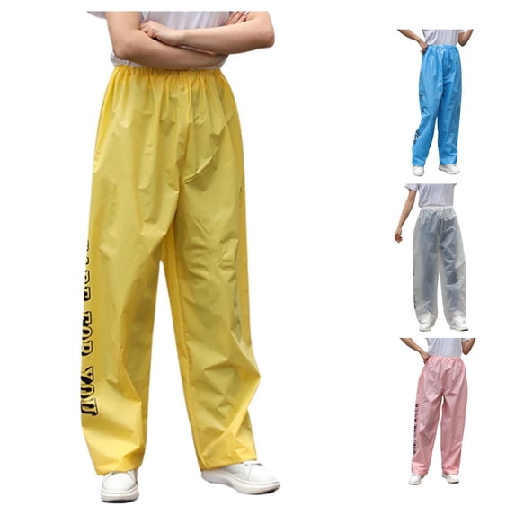 LIIPEE Casual Rain Pants For Women Fashion Graphic Elastic Waist Loose Pants Ladies Lightweight Portable Waterproof Trousers,One Size