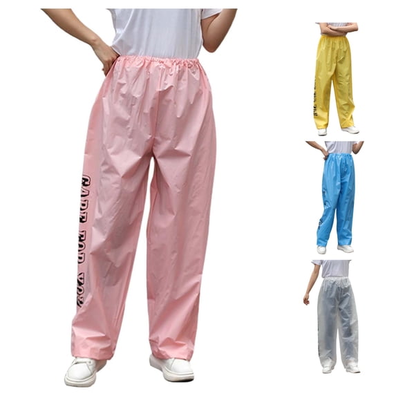 LIIPEE Casual Rain Pants For Women Fashion Graphic Elastic Waist Loose Pants Ladies Lightweight Portable Waterproof Trousers,One Size
