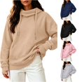thumbnail image 1 of LIIPEE Casual Solid Color Hoodies For Women Long Sleeve Hooded Sweatshirts Ladies Autumn Winter Comfortable Everyday Pullover With Pockets,L, 1 of 5