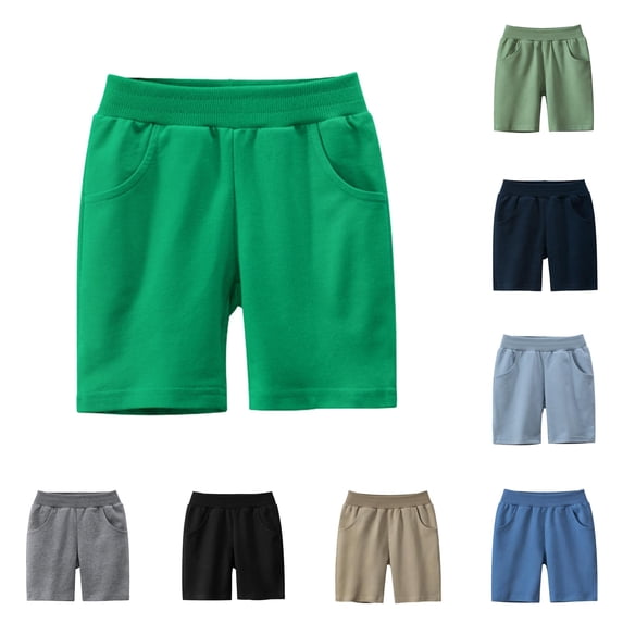 LIIPEE Casual Solid Color Shorts For Boys Elastic Waist Loose Fit Summer Shorts With Pockets Kids Cute Everyday Bottoms,6-8 Years