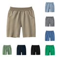 thumbnail image 1 of LIIPEE Casual Solid Color Shorts For Boys Elastic Waist Loose Fit Summer Shorts With Pockets Kids Cute Everyday Bottoms,8-9 Years, 1 of 4