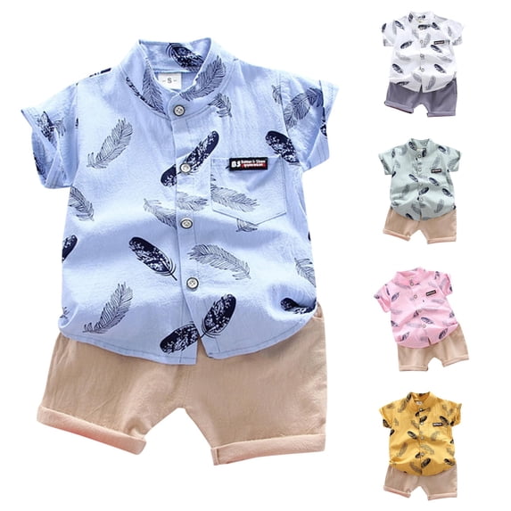 LIIPEE Casual Summer Outfit Sets For Boys Baby Short Sleeve Cartoon Graphic Shirts Solid Color Shorts 2 Piece Set Kids Comfortable Cute Outfits,2-3 Years