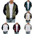 thumbnail image 1 of LIIPEE Color Block Zip Up Hoodies For Men Long Sleeve Hooded Sweatshirts Male Autumn Winter Comfortable Casual Sweatshirt With Pockets,XXXL, 1 of 4