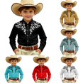 thumbnail image 1 of LIIPEE Cowboy Shirts For Boys Casual Fashion Graphic Print Long Sleeve Turn Down Collar Button Up Western Style Tops Kids Comfortable Cute Daily Wear,4-5 Years, 1 of 4