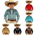 thumbnail image 1 of LIIPEE Cowboy Shirts For Boys Casual Fashion Graphic Print Long Sleeve Turn Down Collar Button Up Western Style Tops Kids Comfortable Cute Daily Wear,6-7 Years, 1 of 4