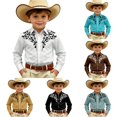 thumbnail image 1 of LIIPEE Cowboy Shirts For Boys Casual Fashion Graphic Print Long Sleeve Turn Down Collar Button Up Western Style Tops Kids Comfortable Cute Daily Wear,8-9 Years, 1 of 4