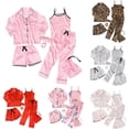 thumbnail image 1 of LIIPEE Cute Graphic Pajamas For Girls Blouse Camisole Shorts Pants Headband Storage Bag And Eye Mash Pajama Set 7 Piece Kids Sleepwear,5-6 Years, 1 of 3