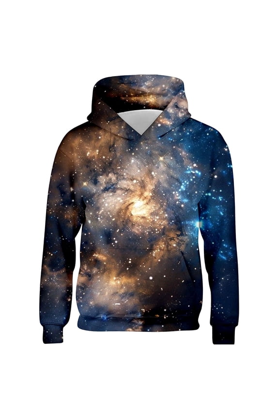 Fashion Galaxy Graphic Hoodie For Boys Long Sleeve Hooded Sweatshirt With Pockets Kids Autumn Loose Cute Casual Pullover,11-12 Years