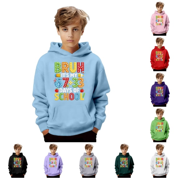 LIIPEE Fashion Graphic Hoodie For Boys Long Sleeve Hooded Sweatshirt With Pockets Kids Autumn Back To School Cute Casual Pullover,11-12 Years