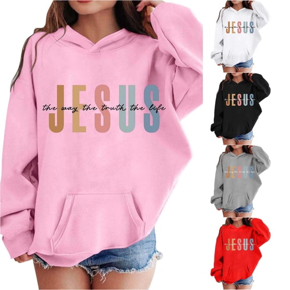 LIIPEE Fashion Letter Graphic Hoodie For Girls Long Sleeve Hooded Sweatshirt With Pockets Kids Autumn Cute Casual Pullover,5-6 Years