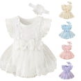 thumbnail image 1 of LIIPEE Floral Bow Decorated Baby Bodysuits For Girls Solid Color Ribbed Sleeveless Onesies Kids Cute Everyday Crawling Clothing,3-6 Months, 1 of 4
