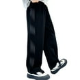thumbnail image 1 of LIIPEE Girl Boy Casual Pants Baggy Elastic Waist Straight Wide Leg Trousers With Pockets Kids Trendy Weekend Stretch Street Outdoor Hiking Pants,Black,5-6 Years, 1 of 6