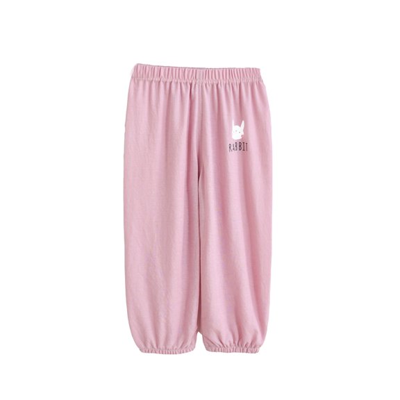 LIIPEE Girl Boy Casual Pants Cartoon Animal Letter Printed Elastic Waist Wide Leg Trousers Stylish Party Stretch Street Outdoor Hiking Pants,Pink,18-24 Months