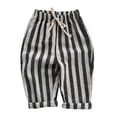 thumbnail image 1 of LIIPEE Girl Boy Casual Pants Elastic Waist Drawstring Wide Leg Striped Trousers Boys Casual Weekend Stretch Street Outdoor Hiking Pants,Black,5-6 Years, 1 of 2