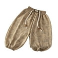 thumbnail image 1 of LIIPEE Girl Boy Casual Pants Flower Printed Elastic Waist Drawstring Wide Leg Jogger Trousers With Pockets Versatile Picnic Pants,Khaki,12-18 Months, 1 of 3