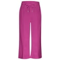 thumbnail image 1 of LIIPEE Girl Boy Casual Pants Solid Color Elastic Waist Drawstring Straight Wide Leg Trousers With Pockets Kids Stylish Picnic Pants,Hot Pink,10-11 Years, 1 of 9