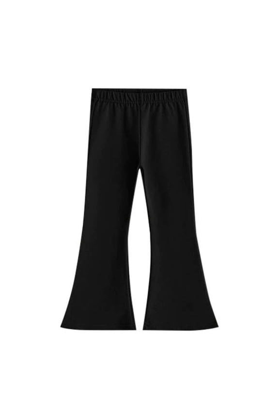 Girl Boy Casual Pants Solid Color Elastic Waist Wide Leg Flare Trousers Stylish School Stretch Street Outdoor Hiking Pants,Black,18-24 Months