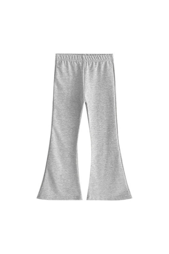 Girl Boy Casual Pants Solid Color Elastic Waist Wide Leg Flare Trousers Comfort Party Stretch Street Outdoor Hiking Pants,Light Gray,3-4 Years