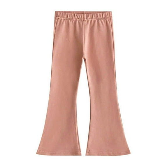 LIIPEE Girl Boy Casual Pants Solid Color Elastic Waist Wide Leg Flare Trousers Versatile Birthday Stretch Street Outdoor Hiking Pants,Pink,18-24 Months