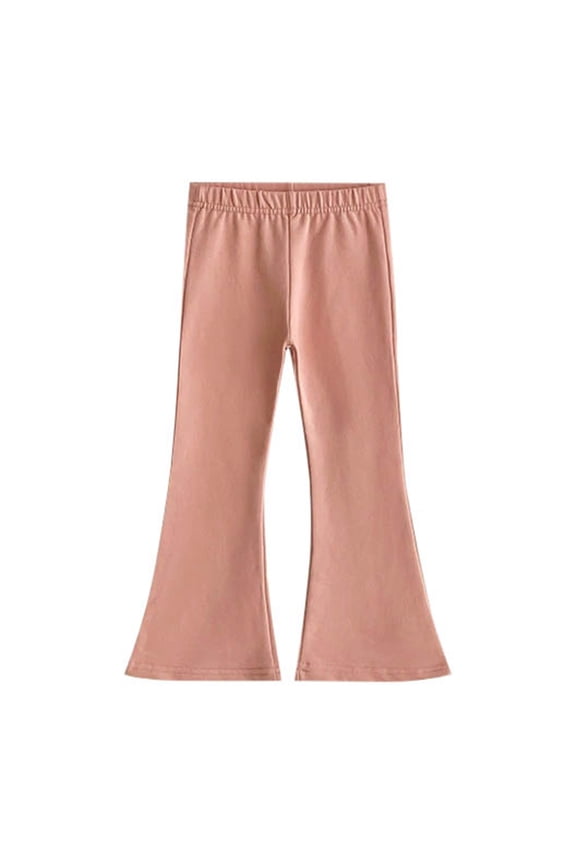 Girl Boy Casual Pants Solid Color Elastic Waist Wide Leg Flare Trousers Versatile Birthday Stretch Street Outdoor Hiking Pants,Pink,18-24 Months