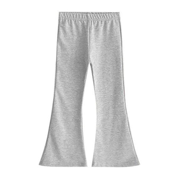 LIIPEE Girl Boy Casual Pants Solid Color Elastic Waist Wide Leg Flare Trousers Toddler Breathable Weekend Stretch Street Outdoor Hiking Pants,Light Gray,2-3 Years