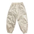 thumbnail image 1 of LIIPEE Girl Boy Casual Pants Solid Color Elastic Waist Wide Leg Trousers With Pockets Infant Classic Party Stretch Street Outdoor Hiking Pants,Khaki,4-5 Years, 1 of 2