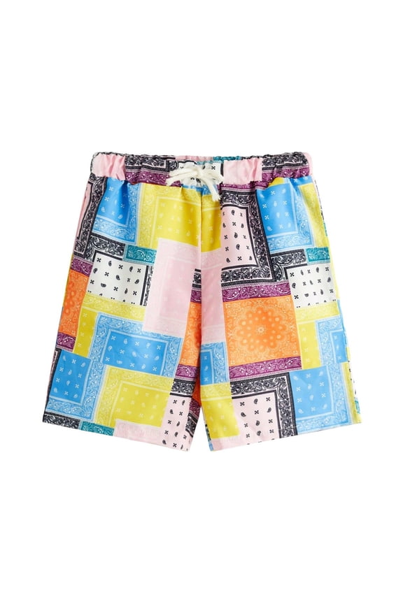 Girl Boy Casual Shorts Cartoon Figure Printed Elastic Waist Drawstring Shorts With Pockets Child Leisure Daily Shorts,H,13-14 Years
