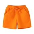 thumbnail image 1 of LIIPEE Girl Boy Casual Shorts Solid Color Elastic Waist Drawstring Beach Shorts With Pockets Child Casual Daily Shorts,Orange,6-7 Years, 1 of 5
