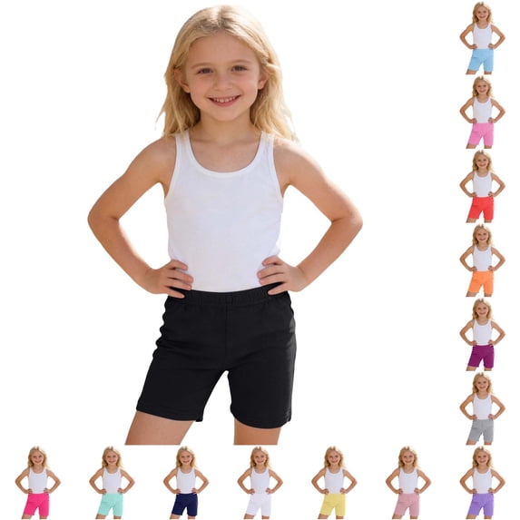 LIIPEE Girls Athletic Shorts Baby Solid Color Elastic Waist Bike Shorts Kids Soft Breathable Fashion Daily Bottoms,9-12 Months