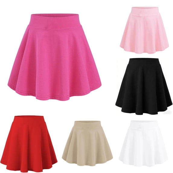 LIIPEE Girls Athletic Tennis Skirt Kids Summer Solid Color Elastic Waist Cute Comfortable Lightweight Pleated Skirts,11-12 Years