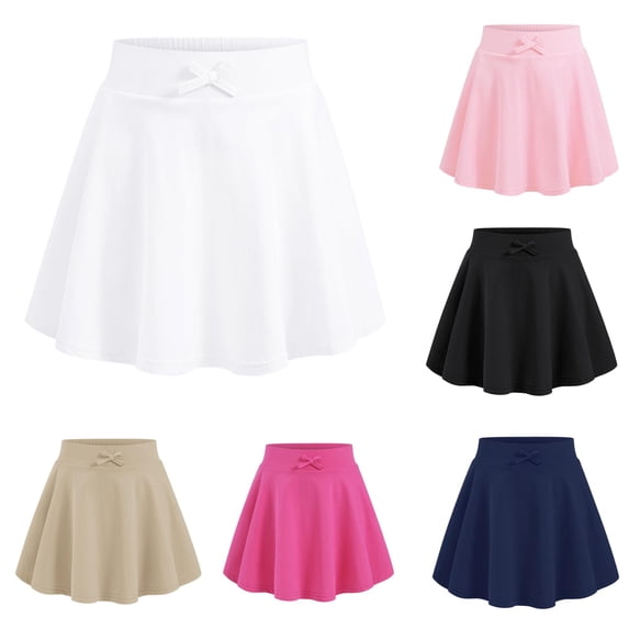LIIPEE Girls Athletic Tennis Skirt Kids Summer Solid Color Elastic Waist Cute Comfortable Pleated Skirts,9-10 Years