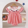 thumbnail image 1 of LIIPEE Girls Baby Bodysuits Independent Day Romper Casual Summer Plaid Printed US National Flag Embroidery Flying Sleeve Crew Neck Jumpsuit Kids 4th Of July Patriotic Cute One-Pieces,18-24 Months, 1 of 7