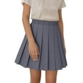 thumbnail image 1 of LIIPEE Girls Back To School Skirts Solid Color High Waisted School Uniform Pleated Skort Slim Tennis Skirt Child Trendy Tennis Skirts,Grey,11-12 Years, 1 of 7