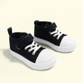 thumbnail image 1 of LIIPEE Girls Boys Athletic Sneakers Closed Toe Non- High Top Canvas Shoes Lace Up Hook And Loop Strap Sport Shoes Child Trendy Vacation Athletic Sneaker,Black,4-4.5 Years, 1 of 6