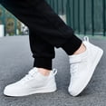thumbnail image 1 of LIIPEE Girls Boys Athletic Sneakers Closed Toe Non- Mesh Lace Up Hook And Loop Strap Sport Shoes Kids Versatile Party Athletic Sneaker,White,6-7 Years, 1 of 8